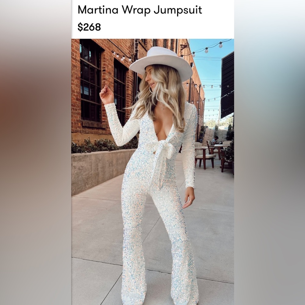 Martina white sequin jumpsuit Show me Your Mumu